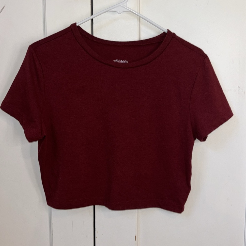 New Maroon Short Sleeve Crop Top